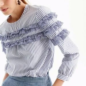J. Crew Striped Ruffle Blouse